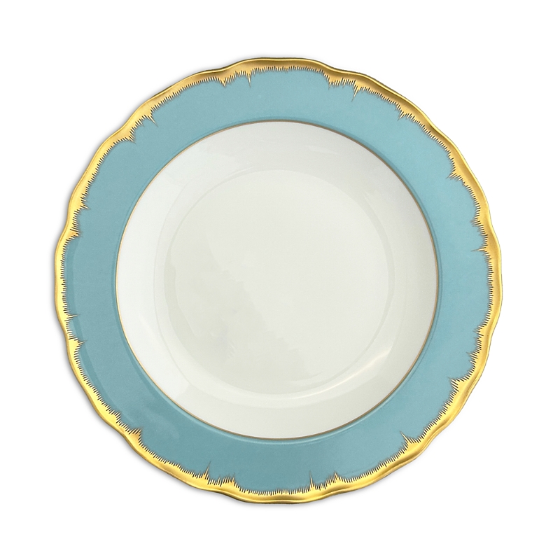 Mottahedeh Chelsea Feather Dessert Plate In Turquoise