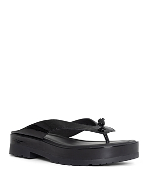 Shop Donald Pliner Women's Slip On Thong Platform Sandals In Black