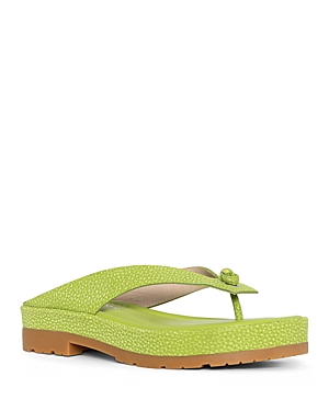 Shop Donald Pliner Women's Slip On Thong Platform Sandals In Pistachio