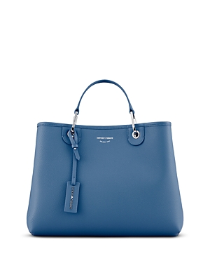 Emporio Armani Official Store Medium Myea Shopper Bag With Deer Print In Denim