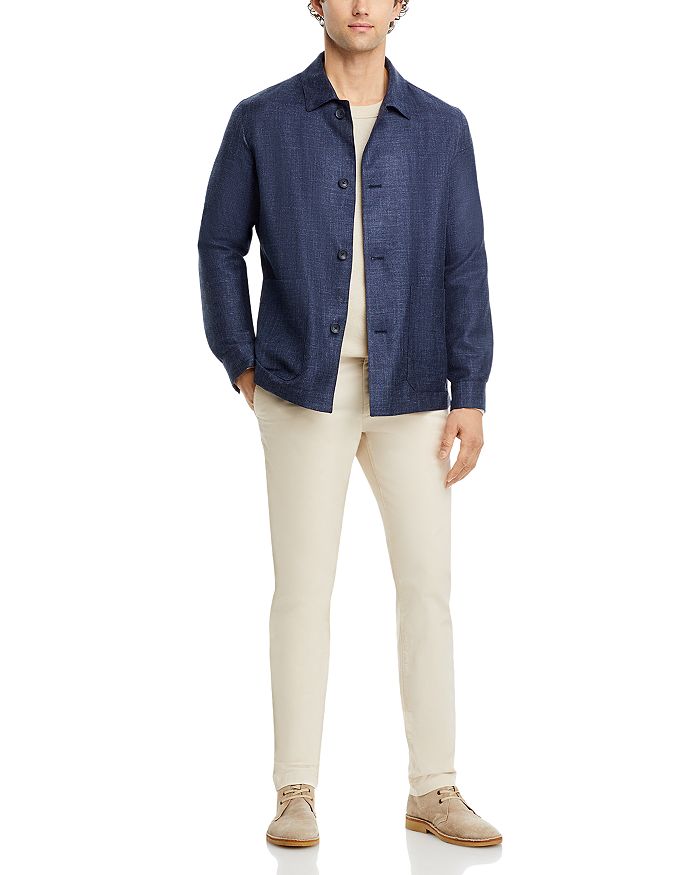 Giacca Uomo Bloomingdale's Chore In Misto Lana Seta Lino – Taglia 42R – Verde Melange