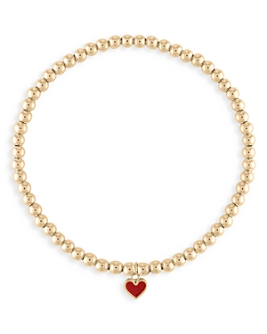 Alexa Leigh Heart Of Mine Heart Charm Beaded Stretch Bracelet in 14K Gold Filled