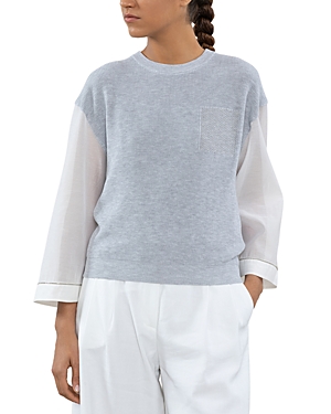 Shop Peserico Two Tone Sweater In Silicium Grey