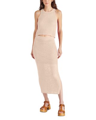 steve madden crochet dress Steve Madden Petunia Crochet Fish Halter Neck Sleeveless Flared Mini Dress