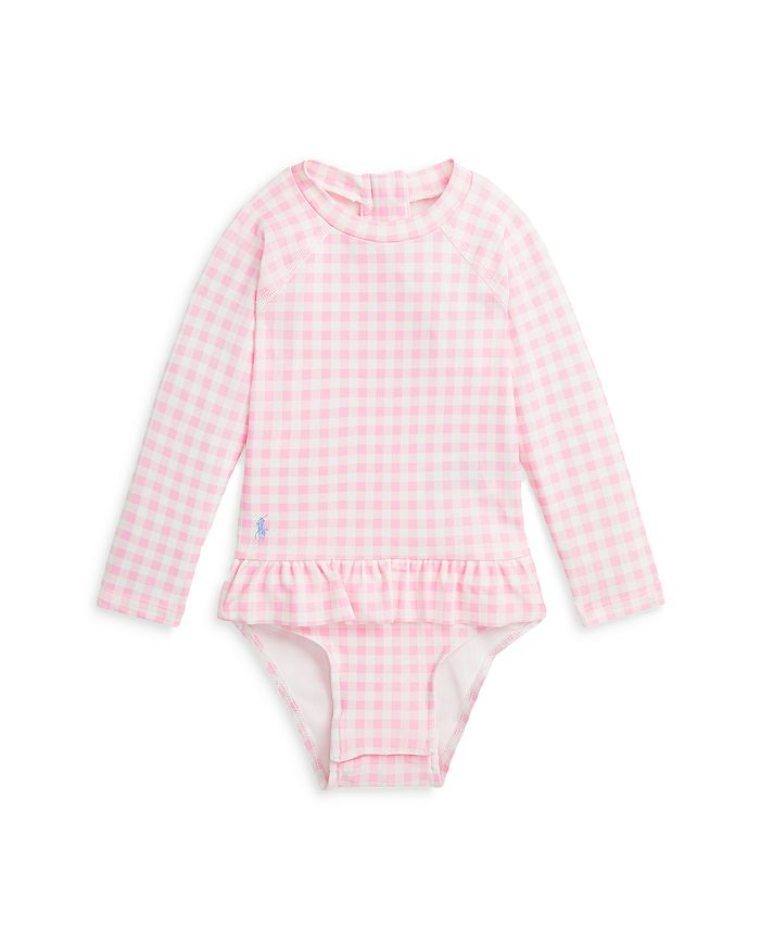 Ralph Lauren Polo Girls' Gingham Ruffled One Piece Rash Guard - Baby ...