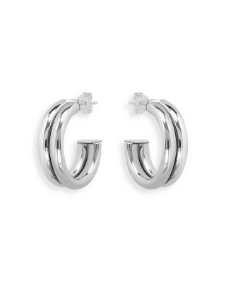 Aqua Double Hoop Earrings in Sterling Silver - Exclusive
