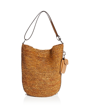 Proenza Schouler White Label Spring Bucket Bag In Raffia In Honey/silver