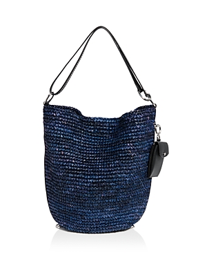 Proenza Schouler White Label Spring Bucket Bag In Raffia In Blue