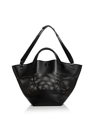 Shop Proenza Schouler Large Chelsea Tote In Perforated Leather In Black/silver
