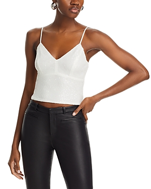 Shop Aqua Sequined Cropped Camisole - 100% Exclusive In White