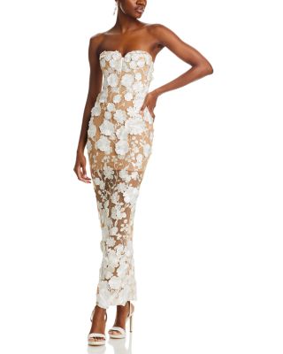 BRONX AND BANCO - Jasmine Blanc Floral Embellished Strapless Gown