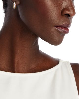 Diamond Channel Set Small Hoop Earrings in 14K Yellow Gold, 1.50 tcw