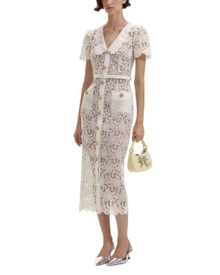 ワンピース SELF PORTRAIT DRESS (PF25118SW) Blue Floral Silk Twill Midi Dress – self-portrait-US
