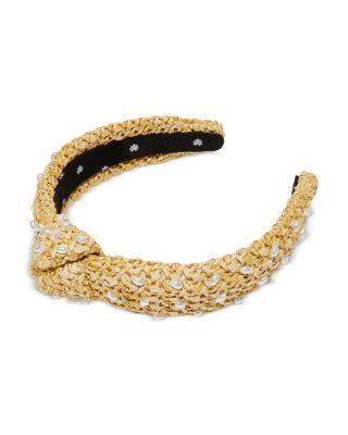 Lele Sadoughi Faux Pearl Raffia Knotted Headband | Bloomingdale's