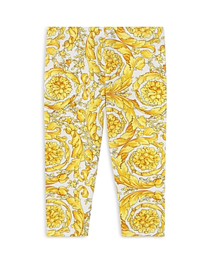 Shop Versace Girls' Barocco Print Jersey Leggings - Baby In White+gold