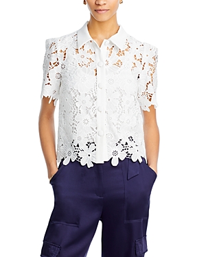 Shop Milly Addison Roja Lace Top In White