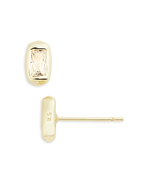 Shop Kendra Scott Fern Crystal Baguette Bezel Stud Earrings In Gold White Crystal