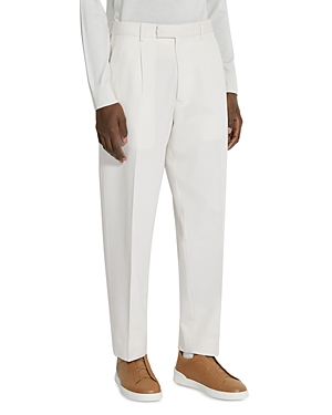 Shop Zegna Pleat Front Pants In White