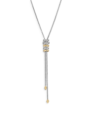 18K Yellow Gold & Sterling Silver Stax Diamond Adjustable Lariat Necklace, 20