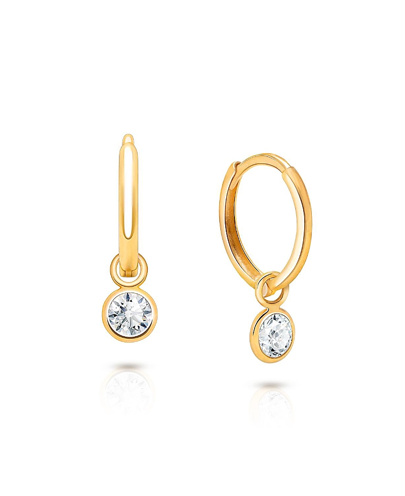 Tiny Blessings Girls' 14K Gold Round Drop Classic 11mm Huggie Hoop Earrings - Little Kid, Big Kid