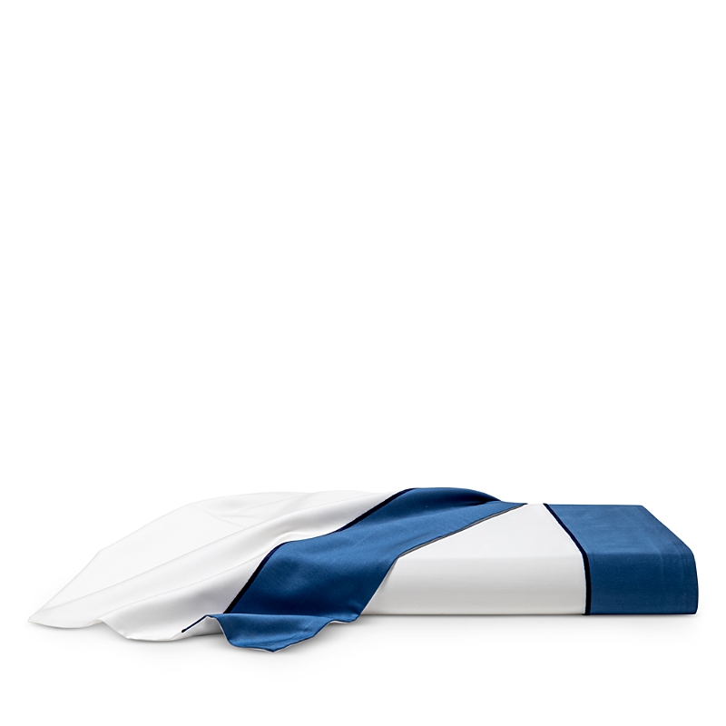 Frette Linear Sheet Set, King In Milk/nautical Blue