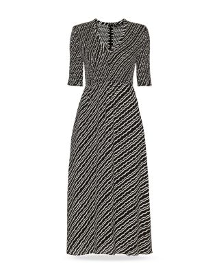 Diagonal Ripple Shirred Dress