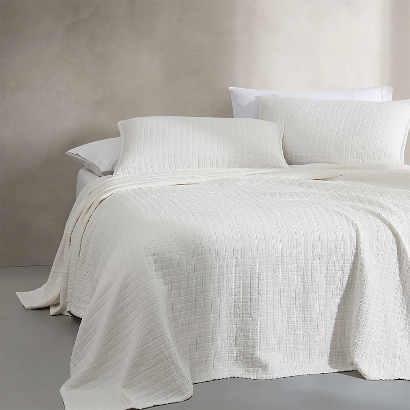 Calvin Klein Essential Washed Jacquard Coverlet In Off White