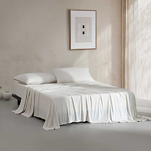 Shop Calvin Klein Modern Cotton Blend Melange Jersey 4 Piece Sheet Set, Queen In Ivory/grey