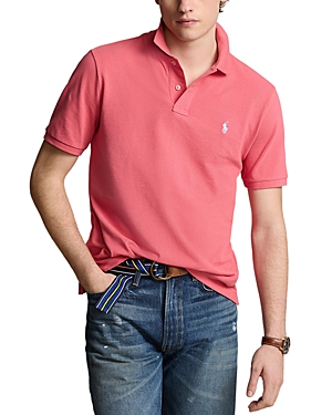 Shop Polo Ralph Lauren Custom Slim Fit Printed Mesh Polo Shirt In Red