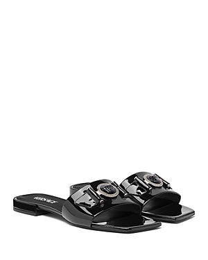 Shop Versace Women's Medusa Medallion Flat Slide Sandals In Black