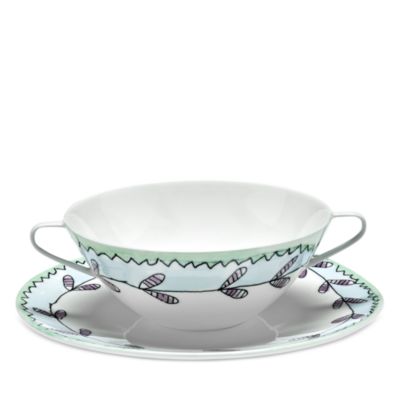 Marni Blossom Milk Soup Bowl with Handles & Saucer