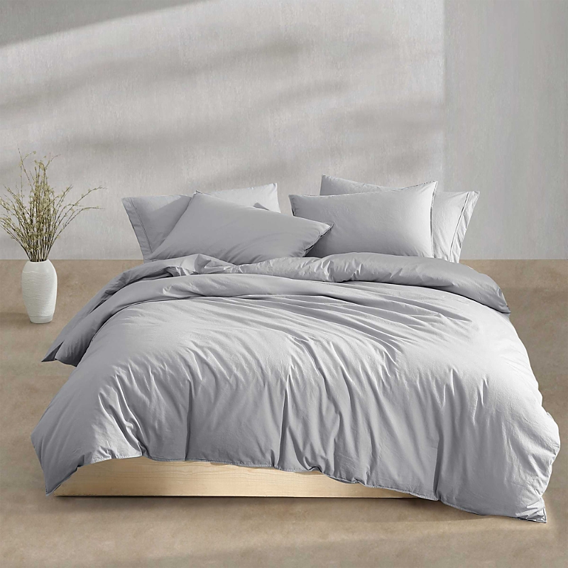 calvin klein washed percale cotton 3 piece duvet cover set, queen