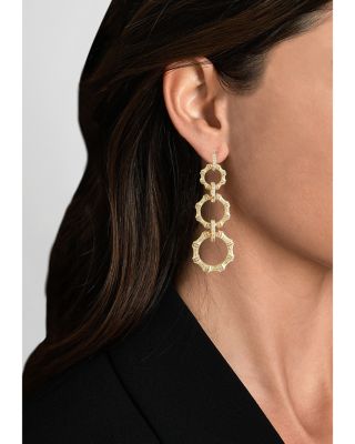 Sculpted Bamboo Chain Earrings in 18K Gold Plated