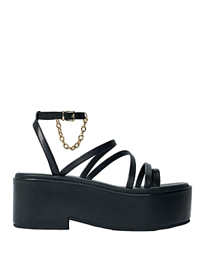 Shop Maje Women's Foni Strappy Platform Wedge Sandals In Black