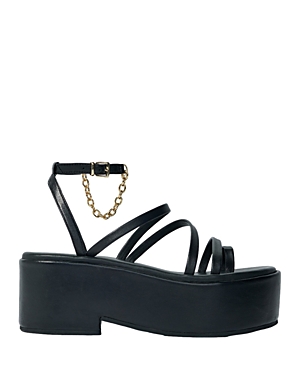 Maje Women's Foni Strappy Platform Wedge Sandals In Black