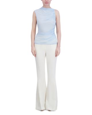 Asymmetric Shirred Mesh Top