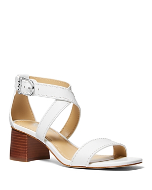 Michael Kors Michael  Women's Ashton Block Heel Sandals In Optic White