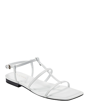 Shop Marc Fisher Ltd Women's Marris Square Toe Strappy Flat Sandals In White