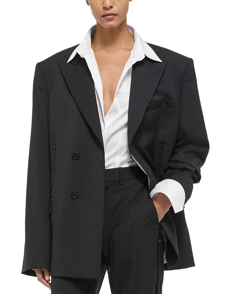 Helmut Lang Wool Star Collar Car Blazer In Black