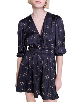 Maje Rosolite Floral Sequin Embroidered Minidress In Navy | ModeSens