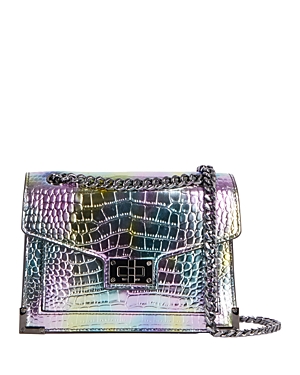 Shop The Kooples Emily Croc Effect Iridescent Chain Bag In Multi