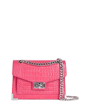 Shop The Kooples Emily Croc Effect Iridescent Chain Bag In Pink