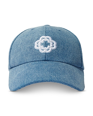 Shop Maje Embroidered Denim Baseball Cap In Blue