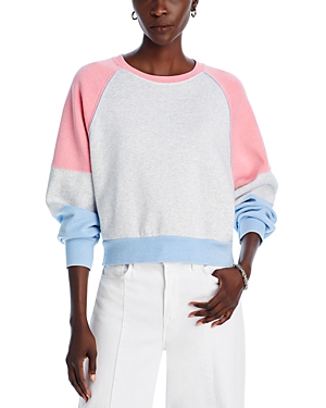 Shop Vintage Havana Color Block Fleece Sweatshirt In Ashgrey/pink