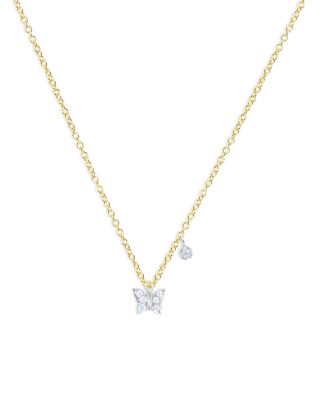 Meira T 14K White Gold & 14K Yellow Gold Diamond Butterfly Pendant Necklace, 18