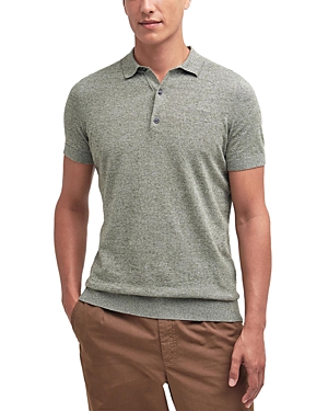 Shop Barbour Buston Knit Polo Shirt In Dusty Green