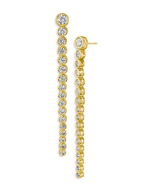 Cz By Kenneth Jay Lane Round Graduated Long Earrings In Gold
