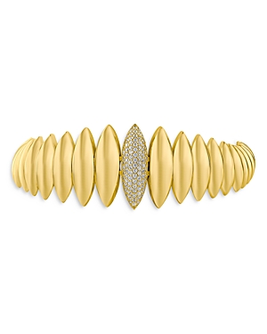 Cz By Kenneth Jay Lane Pave Marquise Shape Bracelet In Gold