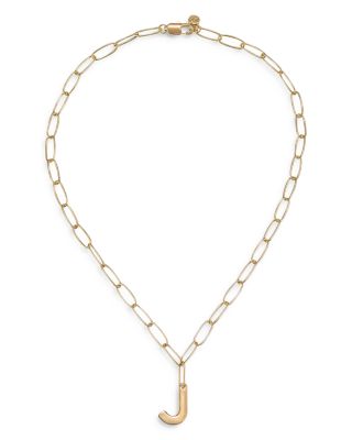 Paperclip Link Chain Initial Pendant Necklace in 18K Gold Plated, 18"