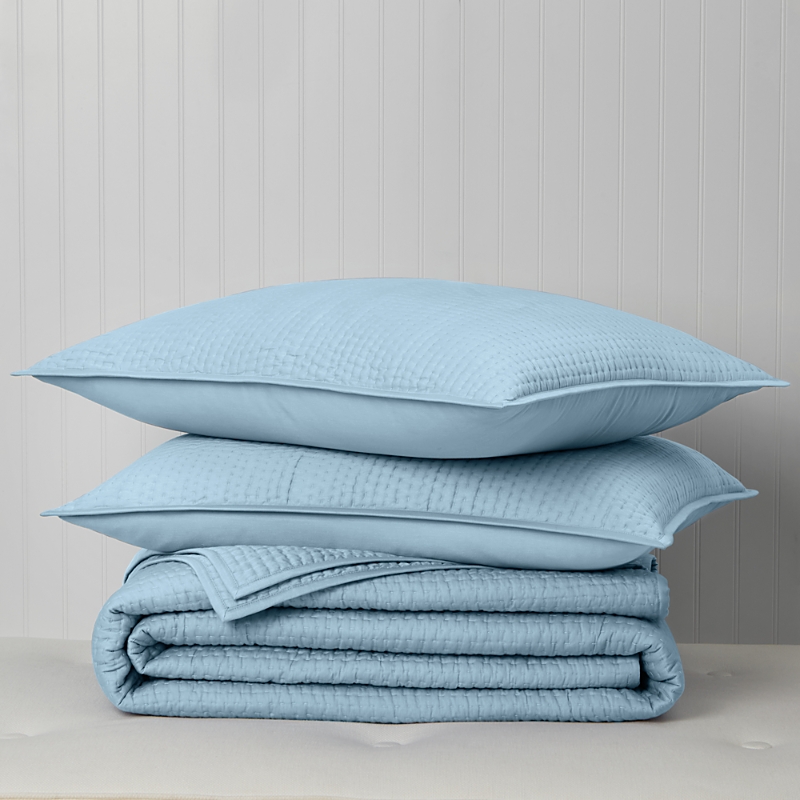 Sky Pickstitch Coverlet Set, King - Exclusive